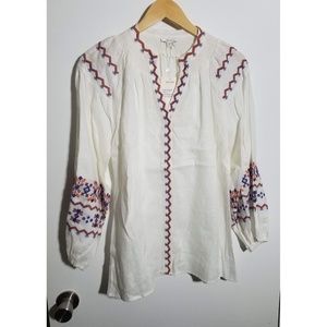 NWT Tyler Boe Button Down Shirt, White/Iris Trim (TB13)